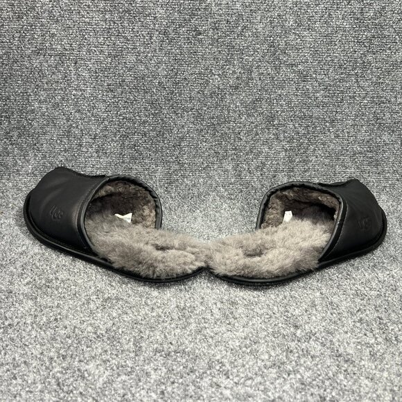 UGG Scuff Slippers Men\'s 14 Black Leather Slip On Slide Indoor Shearling Shoes‎ main image 6